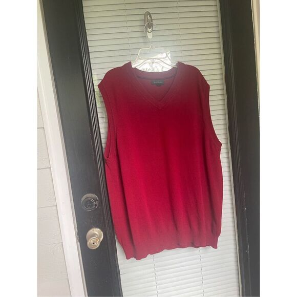 John W Nordstrom 100% Cashmere V Neck Sweater Vest Red Solid XL - Picture 8 of 9